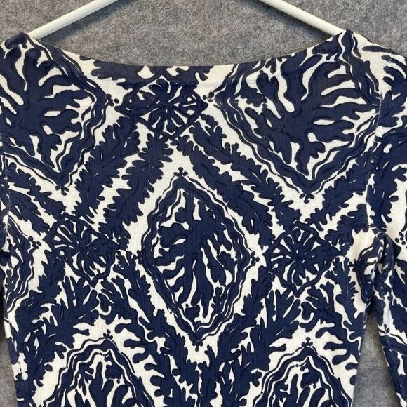 LILLY PULITZER Dress Supima Cotton Small Blue White Ophelia Onyx Reef Madness - Picture 13 of 15